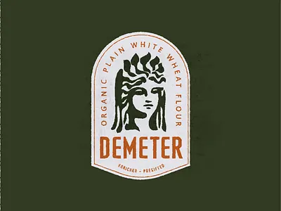 Demeter vintage brand mark demeter emblem flat greek illustration logo mark mythology retro vector vintage