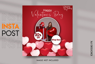 Valentine's Day Social Media Post Design by Graphic Wing graphic wing