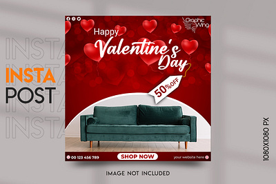 Valentine's Day Social Media Post Design by Graphic Wing graphic wing