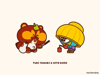 Tuki & Hito chibi cute folklore gumi japan kawaii vector yokai