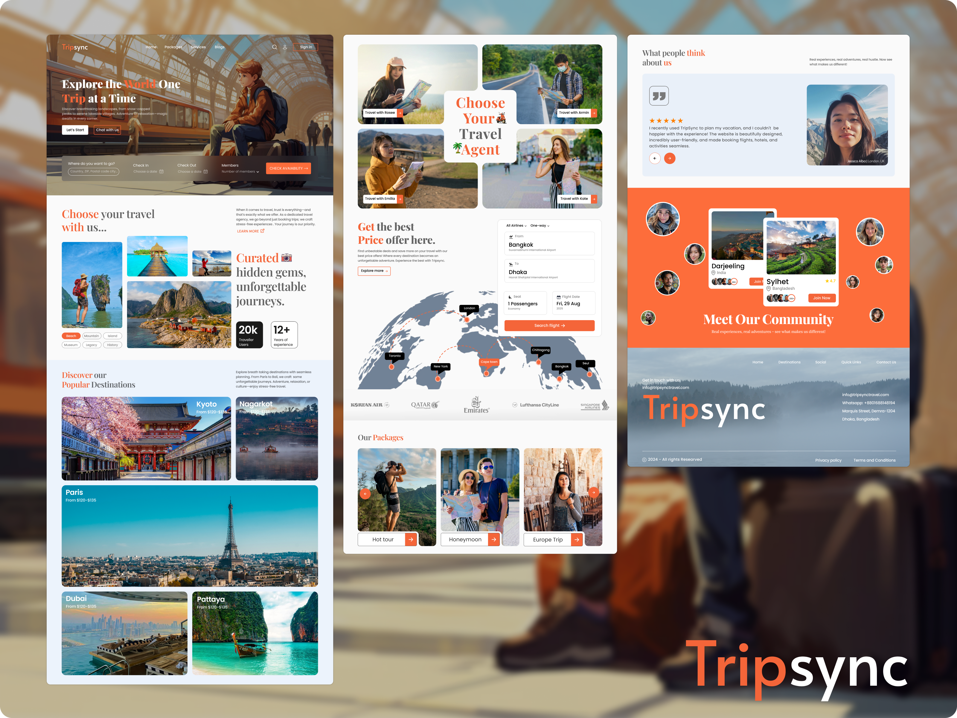 Tripsync | Your Trusted Travel Companion adventure explore landing page minimalisim product design trip tripsync ui uiux case study user interface ux visual design webdesign