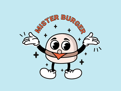 Logo Mister Burger branding burger cartoon design designer funny hamburger illustration logo restaurant typo vector