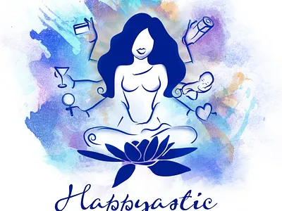 Happyastic Logo brandng character coaching design enterpreneur happy icon illustration indian logo vector woman