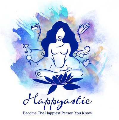Happyastic Logo brandng character coaching design enterpreneur happy icon illustration indian logo vector woman