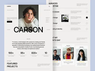 Carson - Personal Designer Portfolio choyon clean creative design creative direction design portfolio design service designer portfolio digital portfolio figma landing page landing page design personal portfolio personal portfolio website portfolio portfolio website responsive design uiux designer portfolio uiuxdesign web design website design