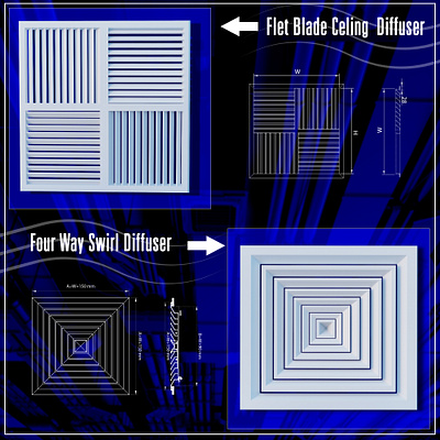 Four Way Swirl Diffusers 3d branding graphic design