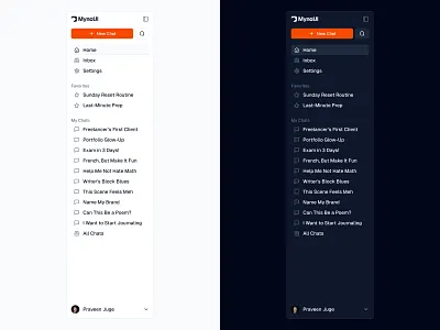 Chat Sidebar 🏀 ai chat design list minimal navigation saas sidebar ui web design
