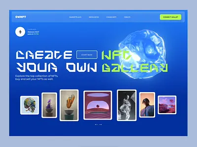 NFT Marketplace 3d concept design ui