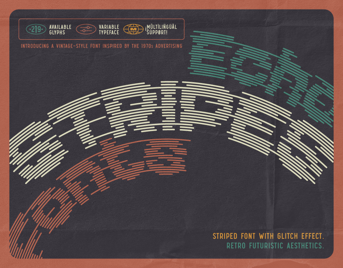 Echo Stripes - Variable Font Set alphabet branding creative font design font glitch font lettering lines font type typeface typography ui variable variable font variative font vintage font
