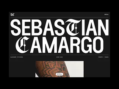 Sebastian Tattoo — Landing Page black and white design fashion geometric illustration art interaction interface landing landing page minimal photography portfolio tattoo type typography ui design user interface web design website website design