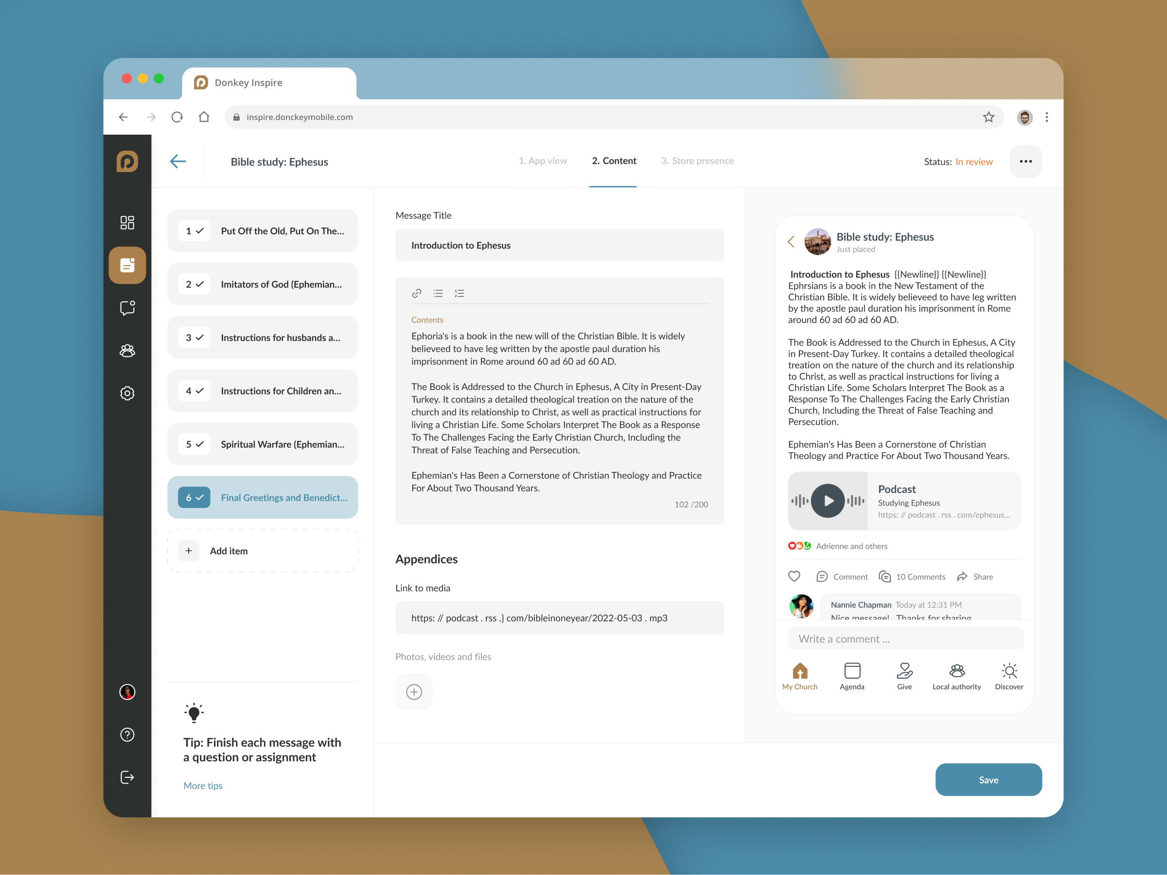 Example service media