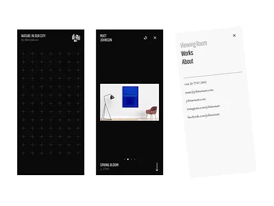 Online Art Gallery, Mobile breakpoint art gallery dark minimal mobile web painting template
