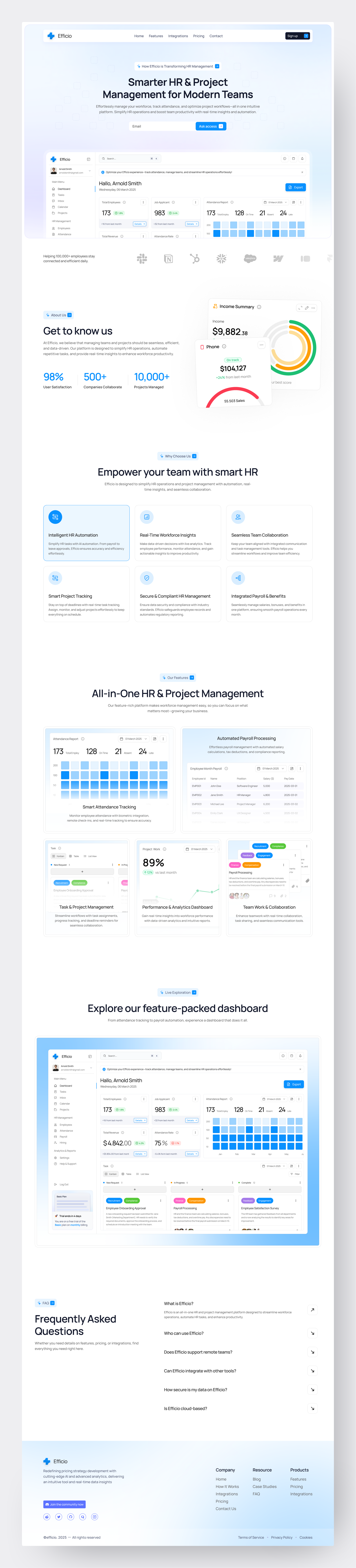 Efficio - HR Management Landing Page