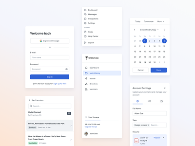 Tetrisly Design System - Components app calendar components dashboard design system dropdown login product saas sidebar sign in ui ux
