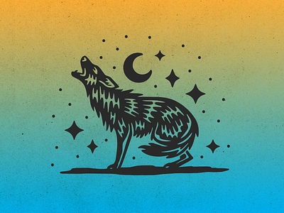 Coyote branding coyote design howling illustration illustration art logo moon nature night nighttime outdoors stars texas texture typography vector western wild wildlife