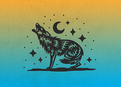 Coyote branding coyote design howling illustration illustration art logo moon nature night nighttime outdoors stars texas texture typography vector western wild wildlife