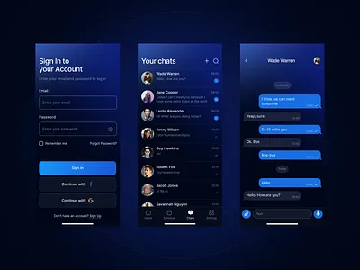 Mobile Sign In and Chats chating chats design figma message mobiledesign signin ui ux webdesign