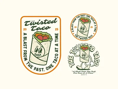 Twisted Taco Retro Mascot Exploration branding design graphic design illustration logo mascot mascot logo mountain nature retro mascot vector