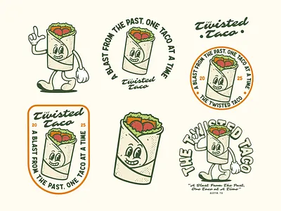 Twisted Taco Retro Mascot Visual Identity branding design graphic design illustration logo mascot mascot logo mountain nature retro retro ascot vector