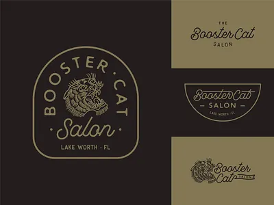 Booser Cat Logo | Alt. Palette 2 (2 Color) badge barber barbershop branding design florida graphic design logo logo design logotype retro salon sticker tattoo tiger traditional vector