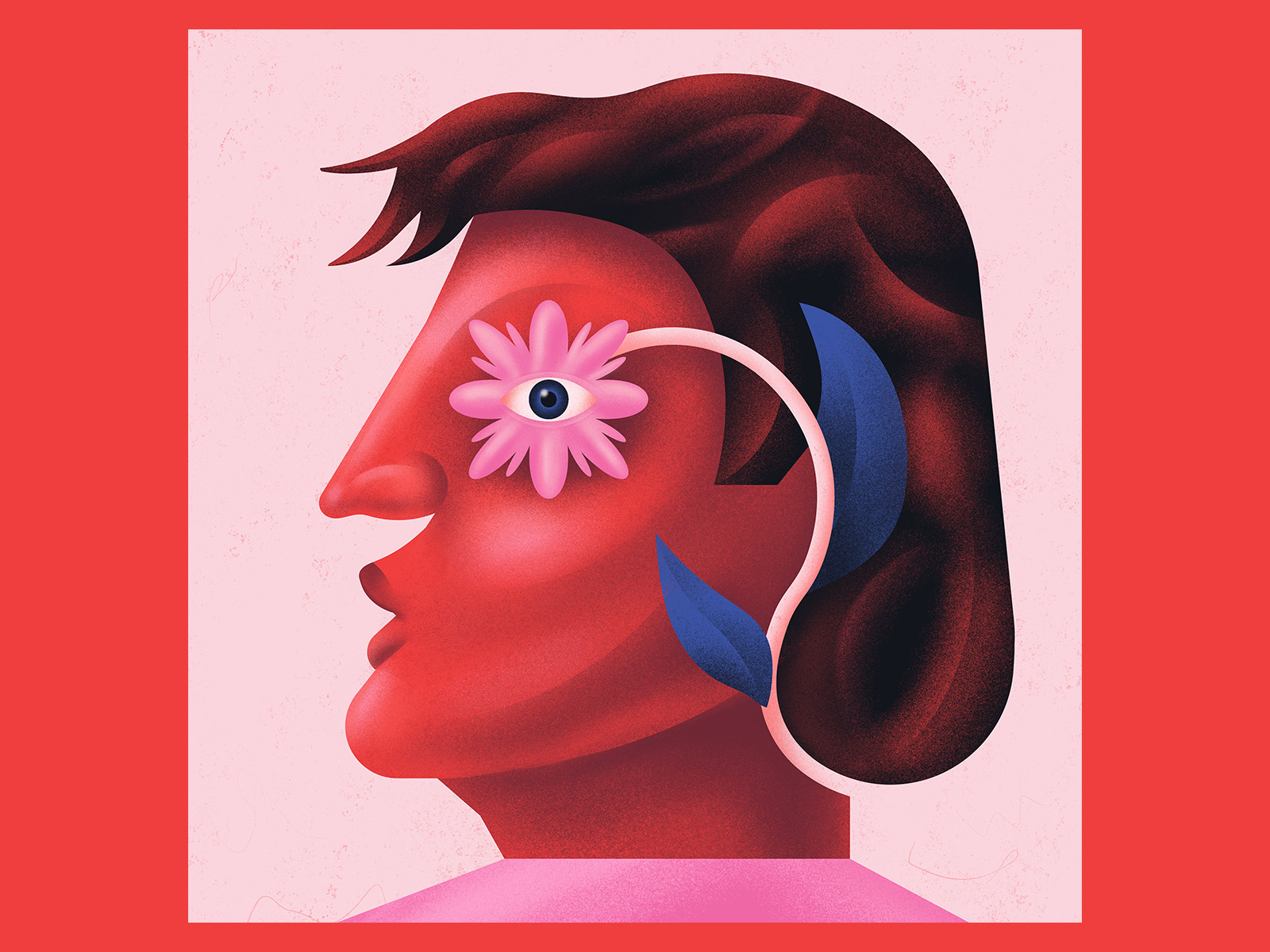 The One That Sees the Scents 🌸 adobe art colorful digitalart editorial flower gradient grain illustration illustrator portrait procreate vector