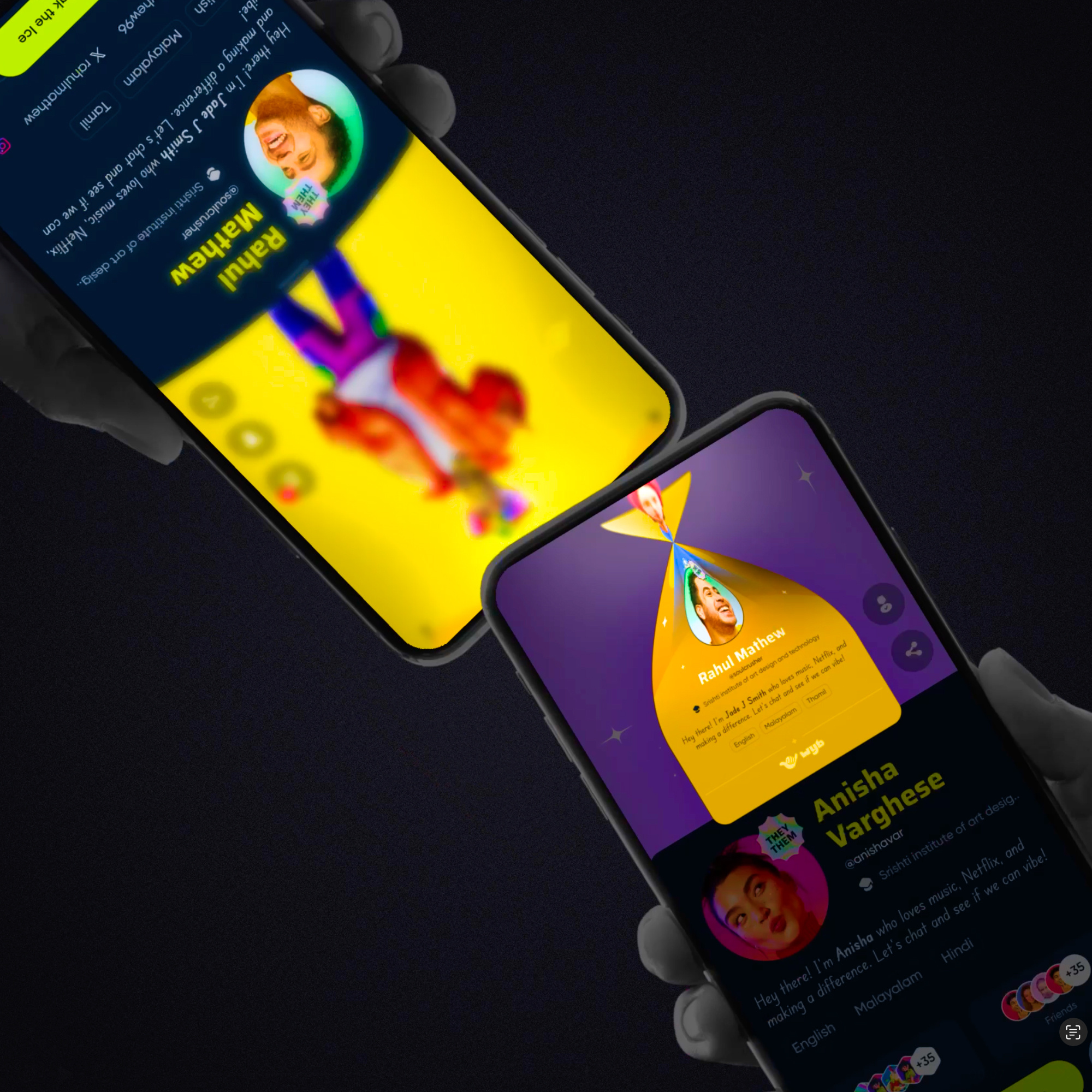Wyb App Profile sharing concept animation app ui colorful concept design sharing ui