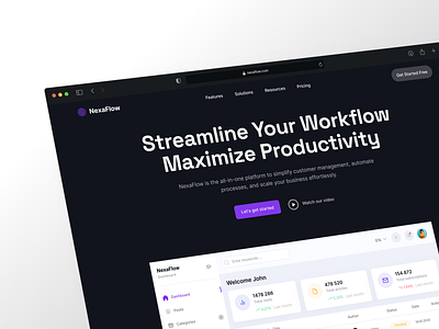 NexaFlow – CRM & Workflow Automation SaaS UI crm landing page saas ui uiux ux web design website