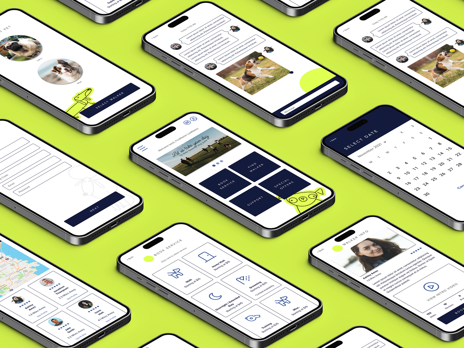 Playdate Dog Walking App Screens by Timmera Lindsay on Dribbble
