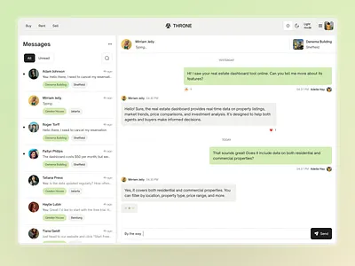 🏡 Chat UI for Real Estate Web App analytics chat conversation crm dashboard design graphs home marketplace product design property real estate saas sales selling