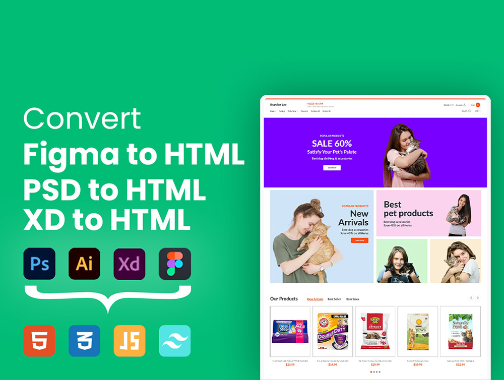 Example of Figma To Html, Xd To Html Conversion