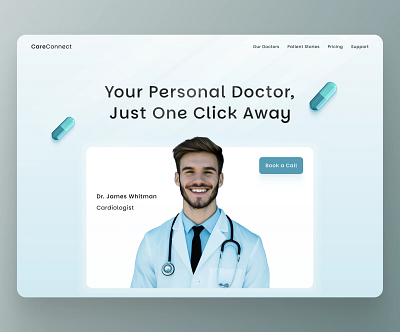 CareConnect – Telehealth Appointment Booking UI branding clean design doctor green hero illustration medical medicine telehealth ui ux vector