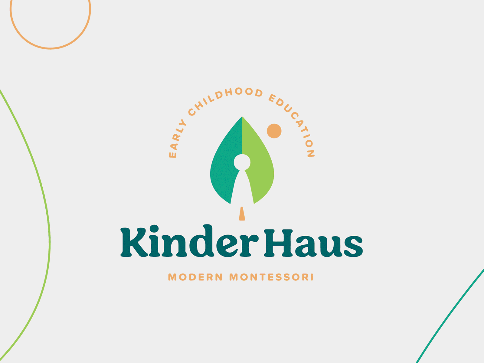KinderHaus - Modern Montessori botany brand branding child design doll graphic design green illustration imagination logo mark montessori nature peg school science sun tree vector