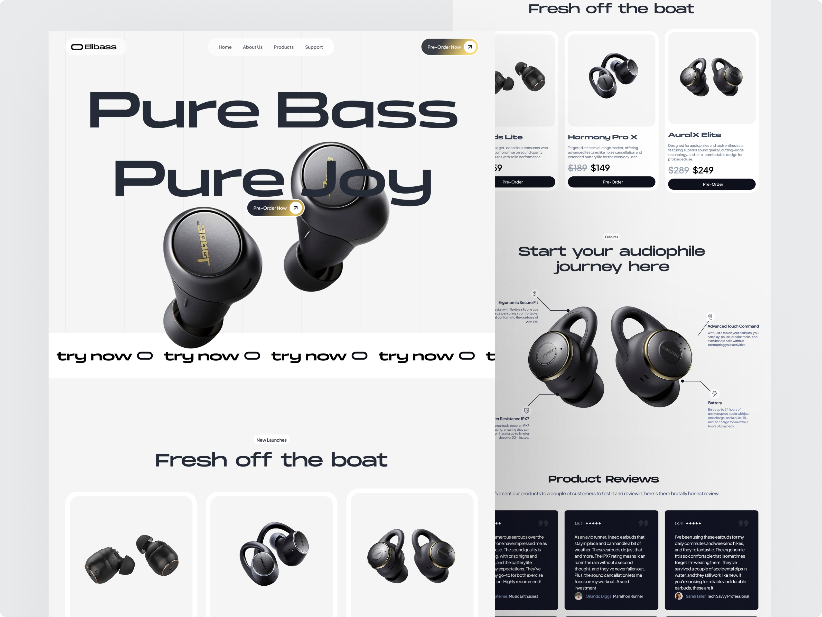 Earbuds | Product Landing Page design earbuds ecommerce free download freebie landing page product product section ui ux web design