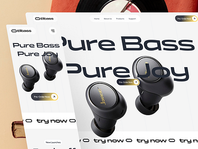 Earbuds | Product Landing Page design earbuds ecommerce free download freebie landing page product product section ui ux web design