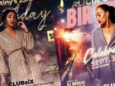 Birthday Flyer Bundle design flyer design graphic design ladies