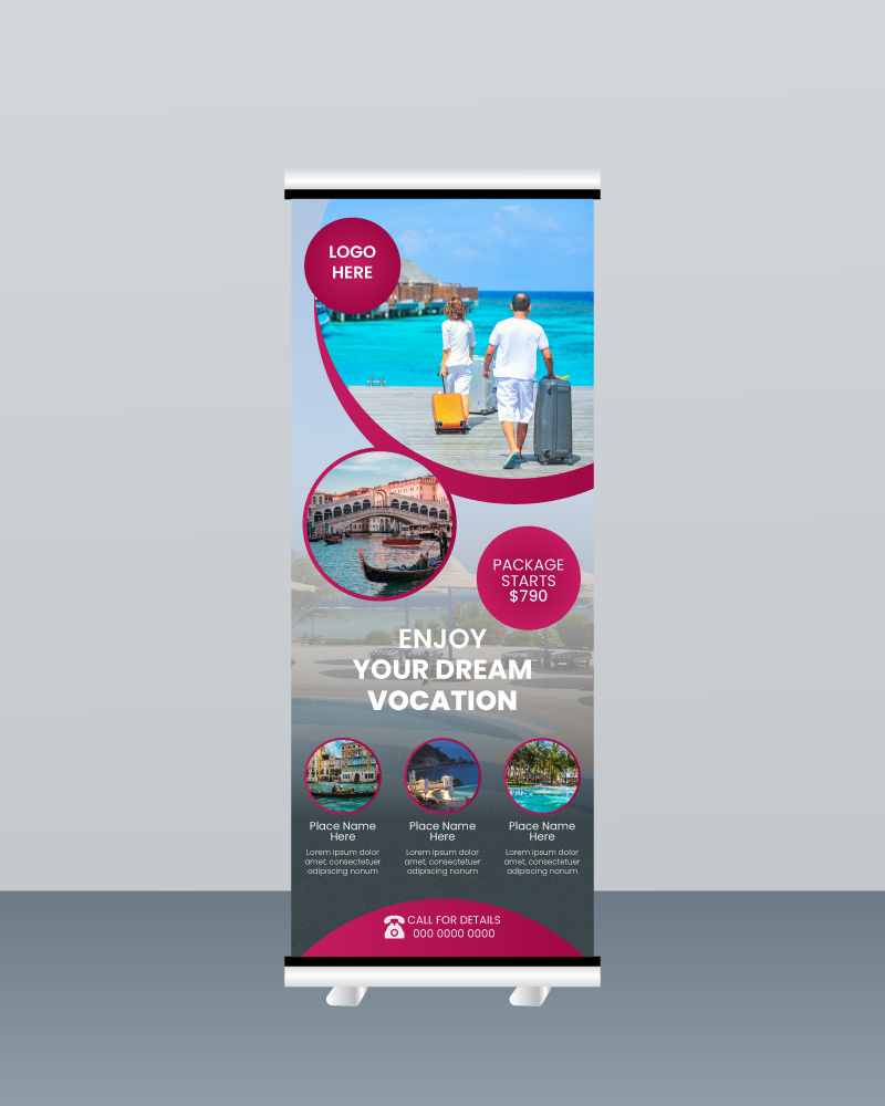 Travel Roll Up Banner Design,Banner Design. adobe adobeillustrator banner branding design graphic design logo roll travel vector