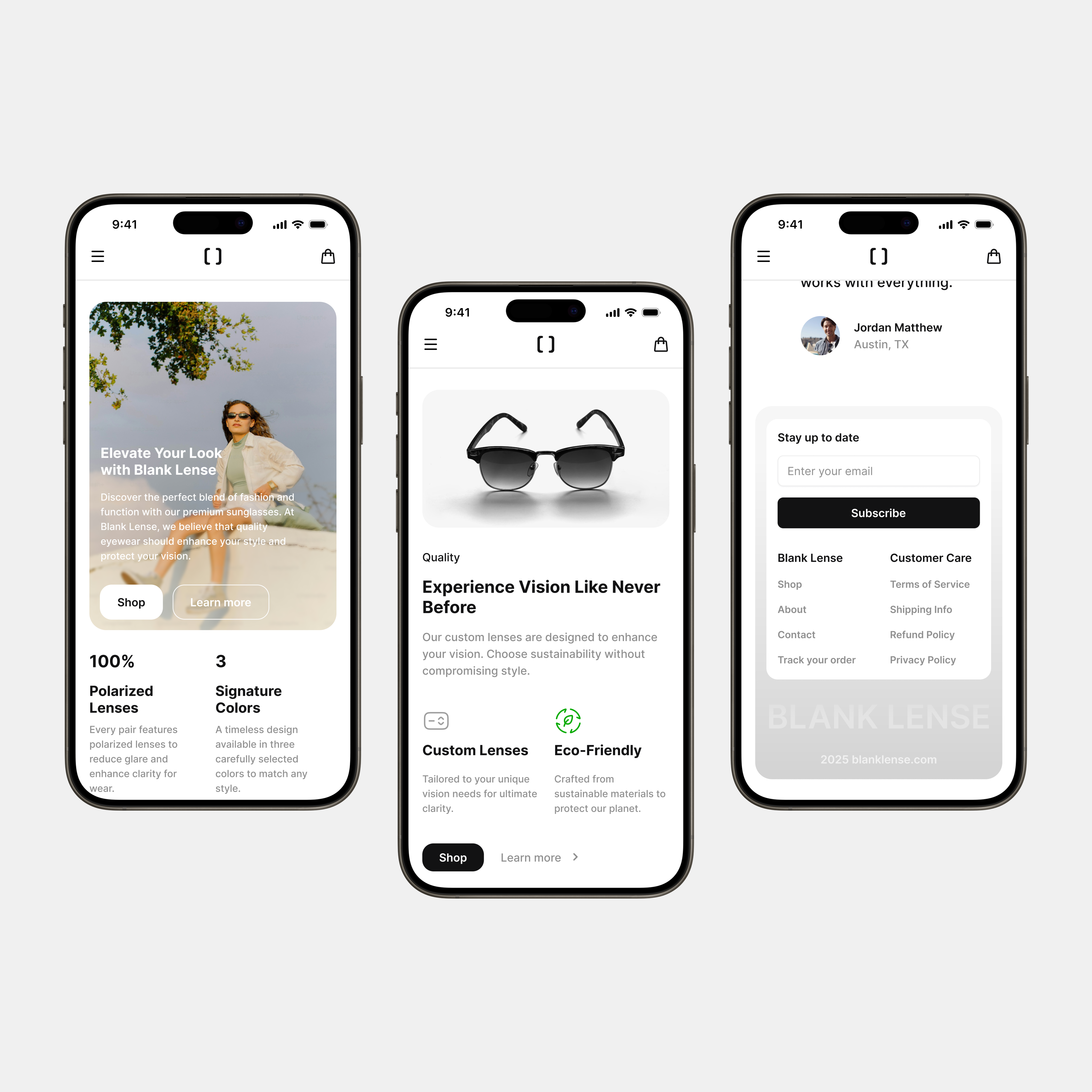 Prescription Sun Glasses Store branding clean design logo minimal mobile ui ux