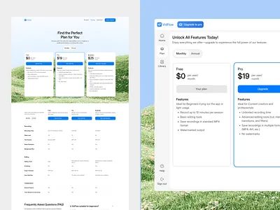 Vidflow - Landing Page [Pricing Page] billing component desktop recorder landing page plan pricing pricing cards pricing plan product product design saas subscription ui video editing vidflow web web design web page website