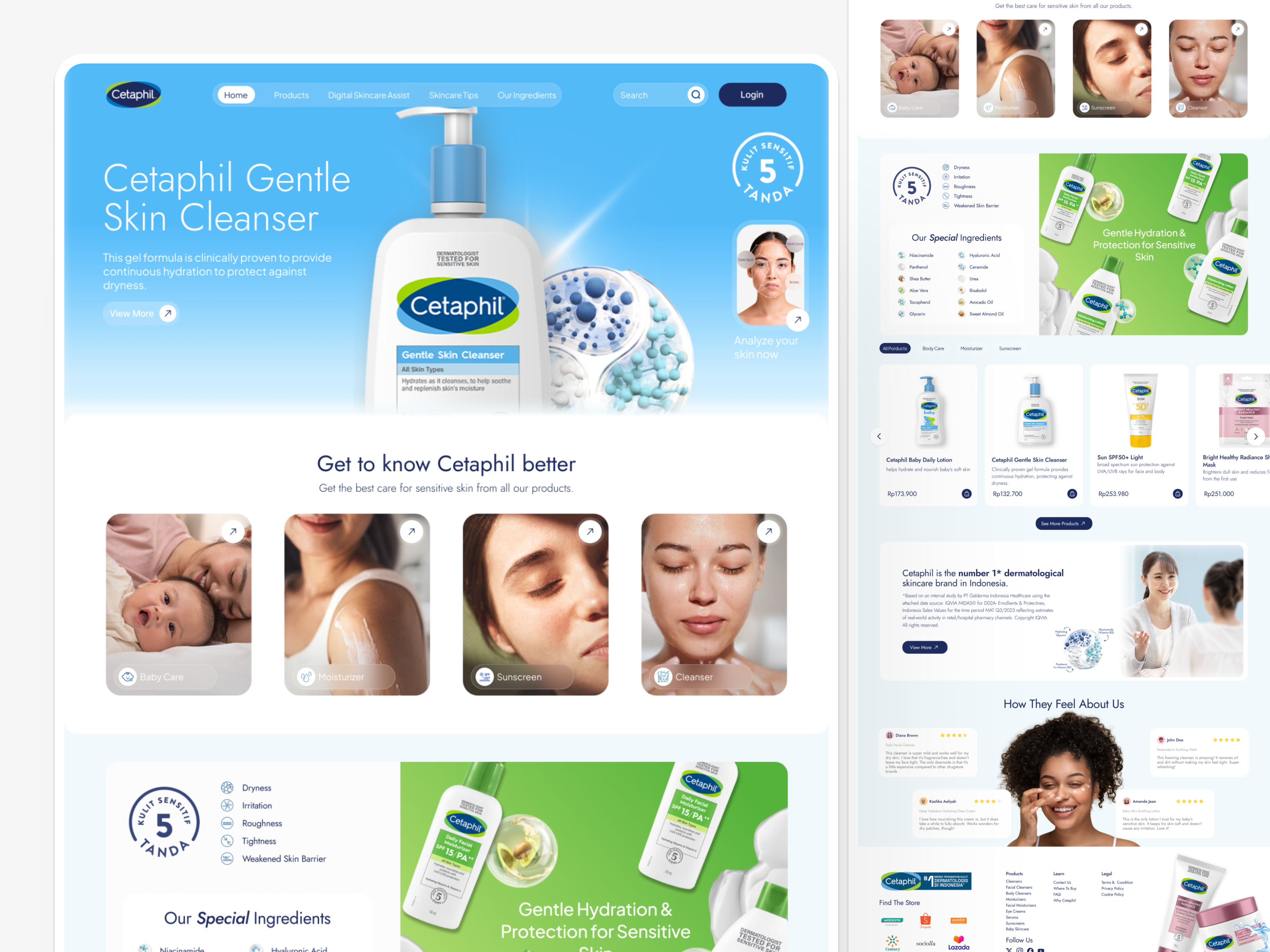 Redesign Cetaphil Indonesia - Landing Page beauty care cetaphil designexploration dribble shots redesignlandingpage redesignweb ui ui design webdesign