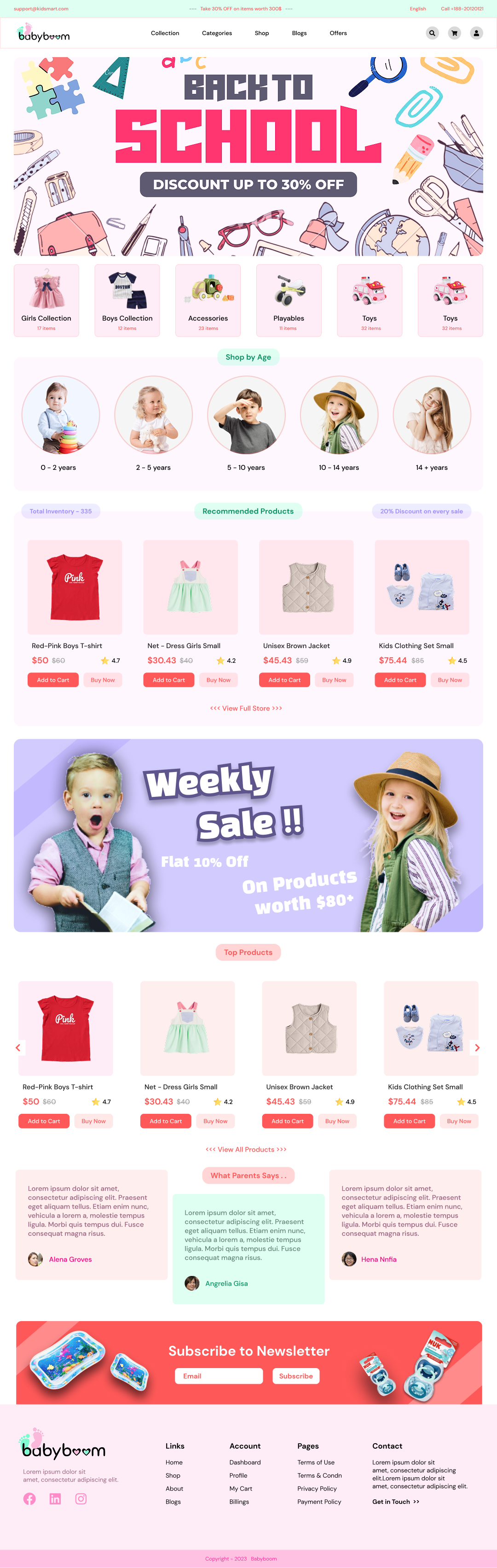 Baby Boom - Kids E-commerce Website design ecommerce kids eommerce ui ux website