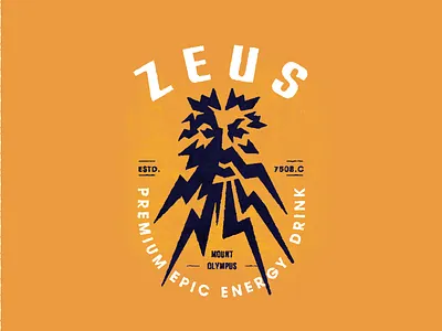 Zeus vintage brand mark design emblem film flat greek illustration logo mark movie mythology poster retro vector vintage zeus