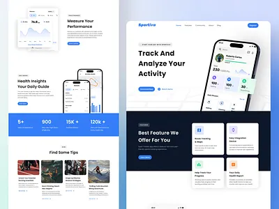 Sportiva - Sport app landing page app cycling design fitness gym landing page mobile app sport sport app ui ui design ux web app