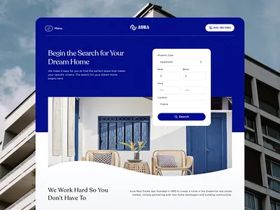 Aura - Real Estate Web Design Concept acers airbnb building clean corporate design family homes housing landing page minimalist property property management real estate ui userinterface ux web design