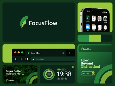 FocusFlow Logo & Brand Identity – Pomodoro, Timer, Countdown app brand identity branding clock countdown flow focus focused letter f lettermark logo logo design pomodoro pomodoro logo productivity stopwatch time time management timer ui