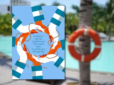 Lifebuoy Friendship Motivation Postcard design friendship graphic design illustration inspiring motivation ocean post postcard postcrossing print sea vector