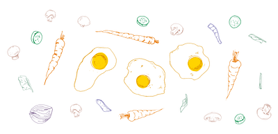 Food Play | 002 carrots drawing eggs food illustration ingredients line minimal