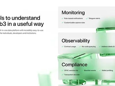 Web 3 Overview Section 3d glass green minimal modern san serif sans serif sleek web 3 web design web3 website design white