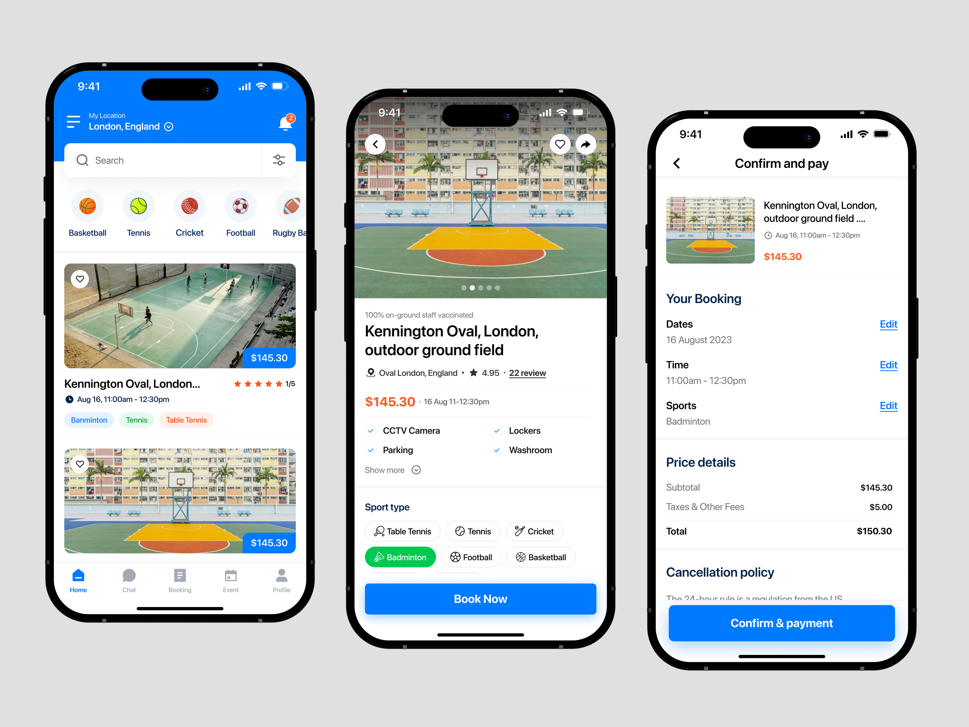 Example of ActiveSync - Field booking app | UI&UX design