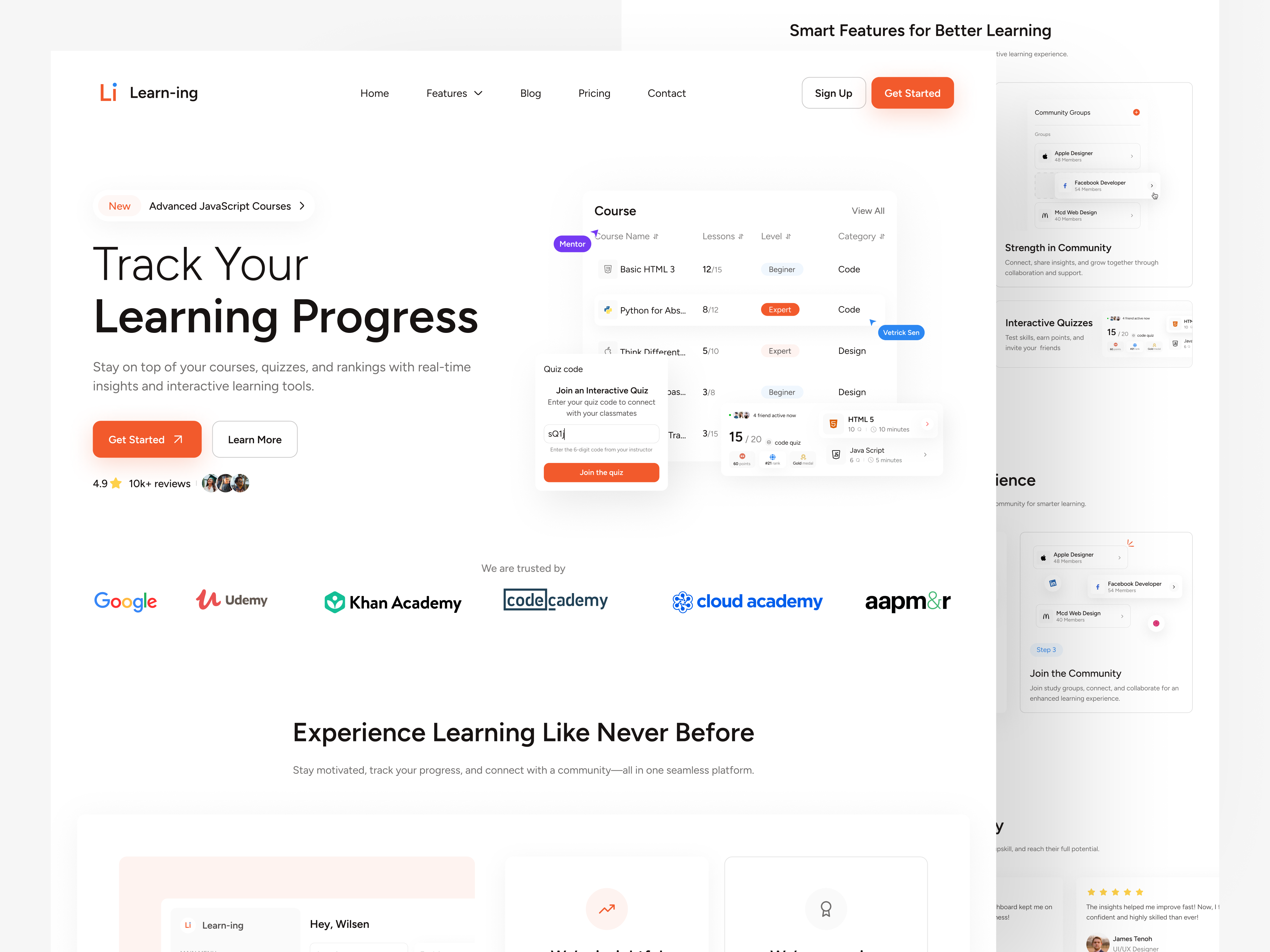 Example of Learn-ing • SaaS Landing Page