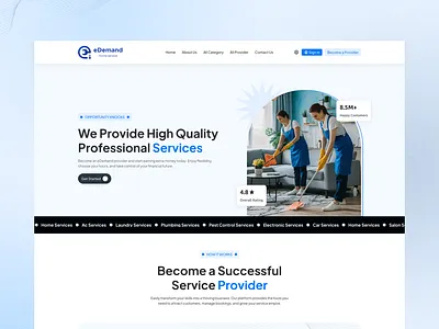 eDemand - On-Demand Service Provider Landing Page landingpage ondemandservices ui webdesign wrteamdesign